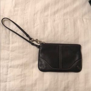 Coach black leather wristlet